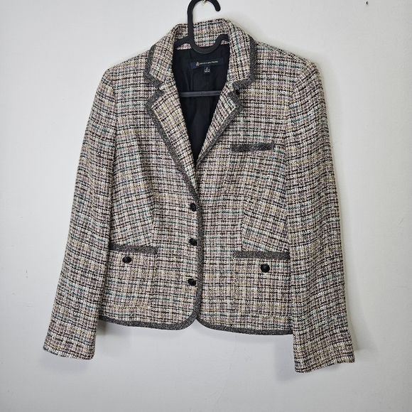 Brooks Brothers Tweed Jacket Blazer  Sz 2 Multicolor Textured Corporate  Preppy - Picture 4 of 13